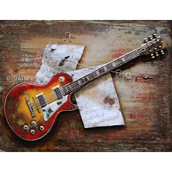 Tableau métal Guitare Les Paul 80X120 EN RELIEF