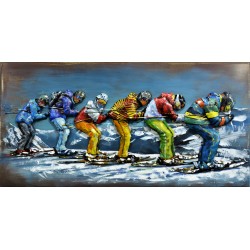 Tableau métal Skier en chenille 60x120 EN RELIEF