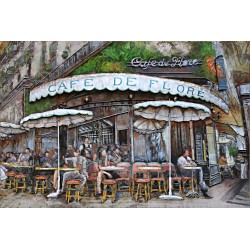 Tableau métal Café de Flore 80x120 EN RELIEF