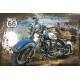 Tableau métal Harley bleue 80x120 EN 3 D