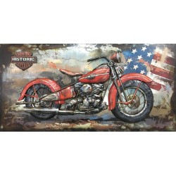 Tableau métal Harley rouge 80x120 EN RELIEF