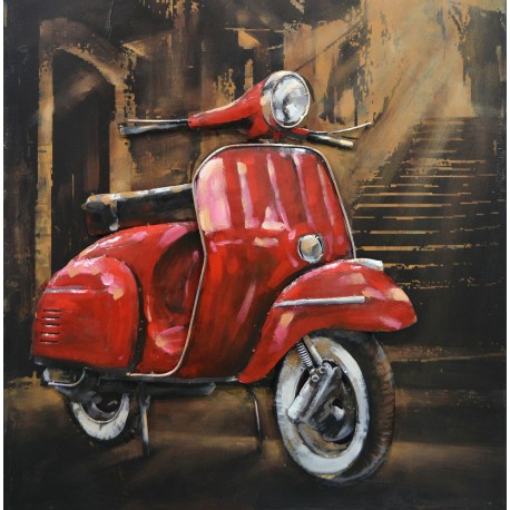 Tableau métal Scooter da Roma 60x60 EN RELIEF