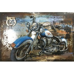 Tableau métal Harley bleue 80x120 EN 3 D