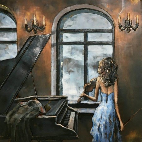 Tableau métal Musica bella 80x80 EN RELIEF