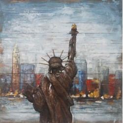 Tableau métal Statue de la liberté 100x100 EN RELIEF