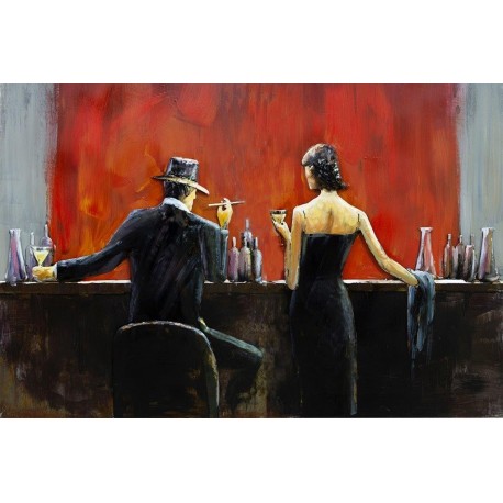 Tableau métal Together at the bar 80x120 EN RELIEF