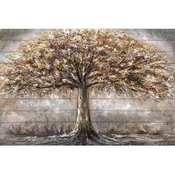 Tableau métal Golden tree EN RELIEF
