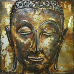 Tableau métal Bouddha 100x100 EN RELIEF