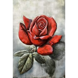 Tableau métal Rose rouge 60x90 EN RELIEF
