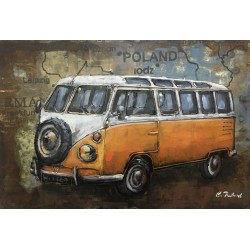 Tableau métal Combi VW orange 40x60 EN RELIEF
