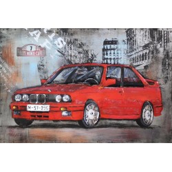 Tableau métal BMW rouge M3 40x60 EN RELIEF