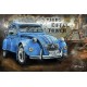 Tableau métal 2 CV Bleue 40x60 EN RELIEF