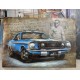 Tableau métal Mustang bleue MCQ 40X60 EN RELIEF 