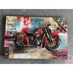 Tableau métal Red motorbike 80x120 EN RELIEF