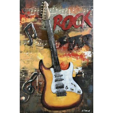 Tableau métal Rock music 60x90 EN RELIEF