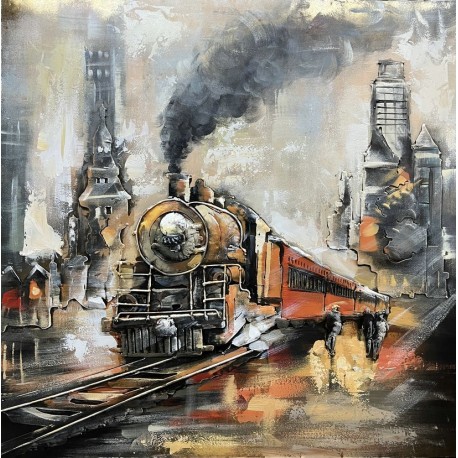 Tableau métal Railway 80x80 EN RELIEF