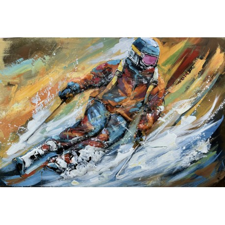 Tableau métal Skieur 80x120 EN RELIEF