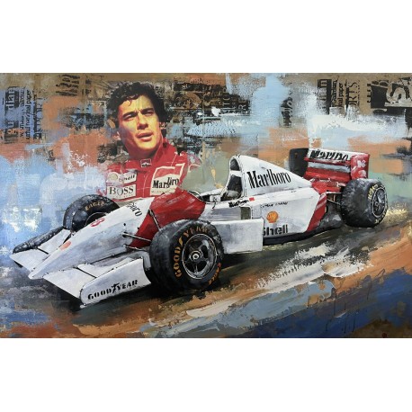 Tableau métal Ayrton Senna 80X120 EN RELIEF