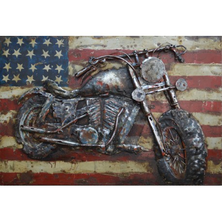 Tableau métal moto US Bike 80x120 EN RELIEF