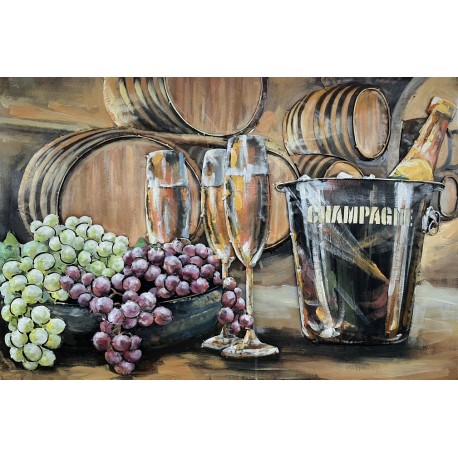 Tableau métal Champagne 60x90 EN RELIEF