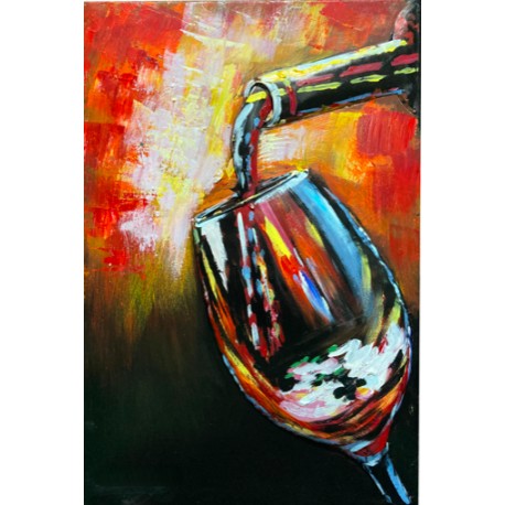Tableau métal Verre de vin 40X40 EN RELIEF