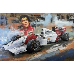 Tableau métal Ayrton Senna 60X90 EN RELIEF