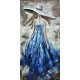 Tableau métal Bleu 60x120 FOND BOIS EN RELIEF