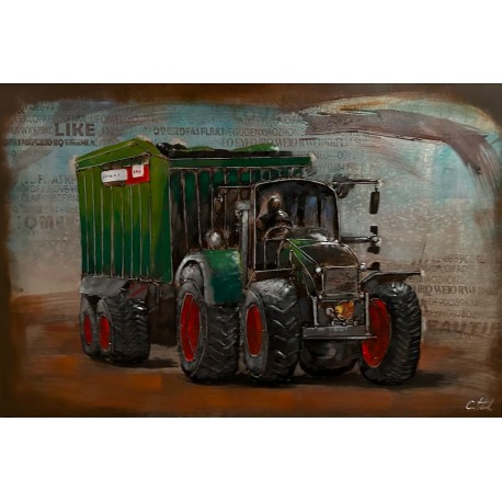 Tableau métal Tracteur 80x120 EN RELIEF