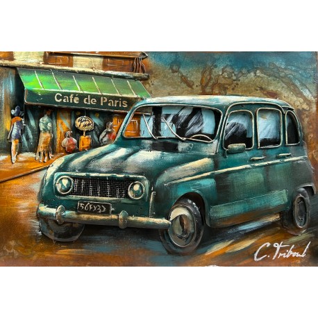 Tableau métal La 4L 80x120 EN RELIEF