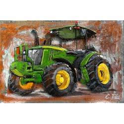 Tableau métal Tracteur VERT 40x60 EN RELIEF