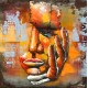 Tableau métal Le Penseur 80x80 EN RELIEF