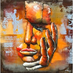 Tableau métal Le Penseur 80x80 EN RELIEF