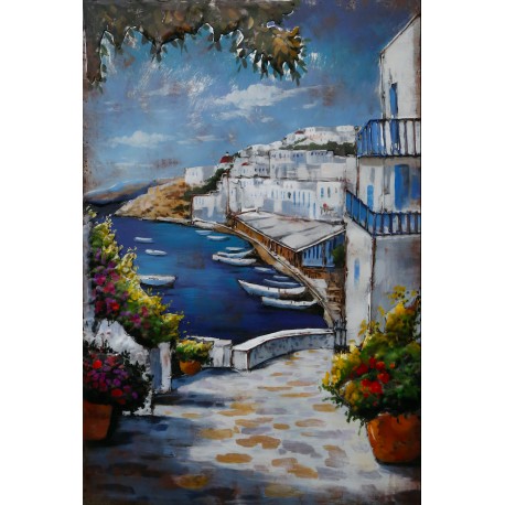  Tableau métal Santorin 80x120 EN RELIEF