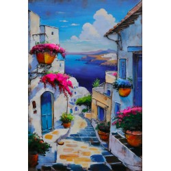  Tableau métal Santorin 80x120 EN RELIEF