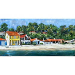 Tableau métal Cap Ferret 60x120 FOND BOIS EN RELIEF