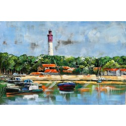 Tableau métal Cap Ferret 60x90 FOND BOIS EN RELIEF