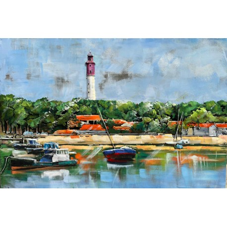 Tableau métal Cap Ferret 60x90 FOND BOIS EN RELIEF