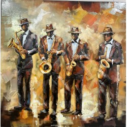 Tableau métal Jazz orchestra 100x100 EN RELIEF