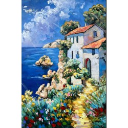  Tableau métal Villa Grecque 80x120 EN RELIEF