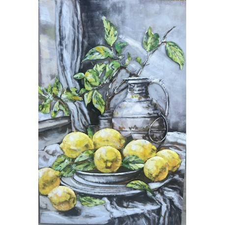 Tableau métal Citrons 80x120 EN RELIEF