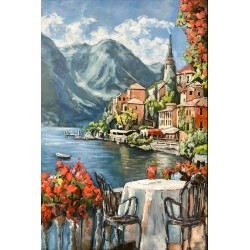 Tableau métal Lac italien 80x120 EN RELIEF
