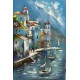  Tableau métal Village Grecque 80x120 EN RELIEF