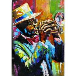 Tableau métal Louis Armstrong 60x90 EN RELIEF