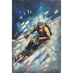 Tableau métal Skieur 60x90 EN RELIEF