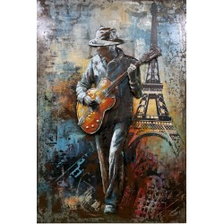 Tableau métal Le Guitariste 80X120 EN RELIEF