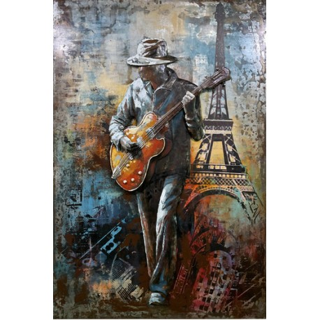 Tableau métal Le Guitariste 80X120 EN RELIEF