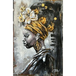Tableau métal African style 60X90 EN RELIEF