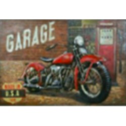 Tableau métal Red motorbike 80x120 EN RELIEF
