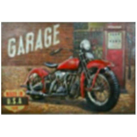 Tableau métal Red motorbike 80x120 EN RELIEF