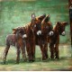 Tableau métal les ânons 60X60 EN RELIEF FOND BOIS